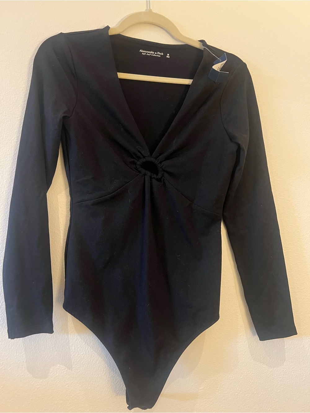 Abercrombie & Fitch Black Long-Sleeve Twist-Front Bodysuit